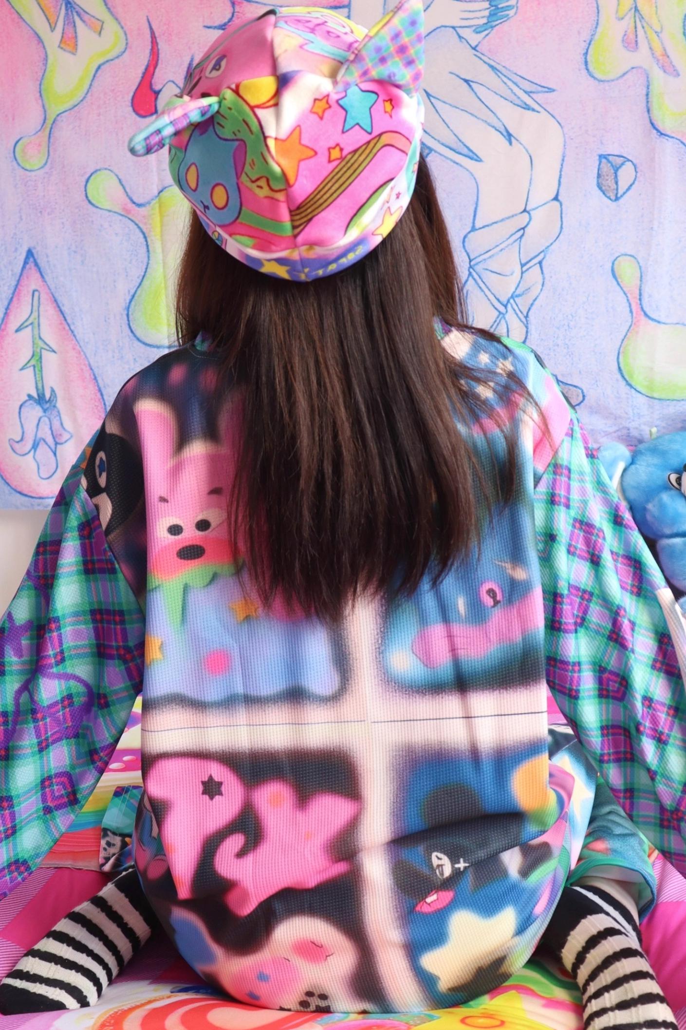 Leerroo Punk Print Cat Ear Hat