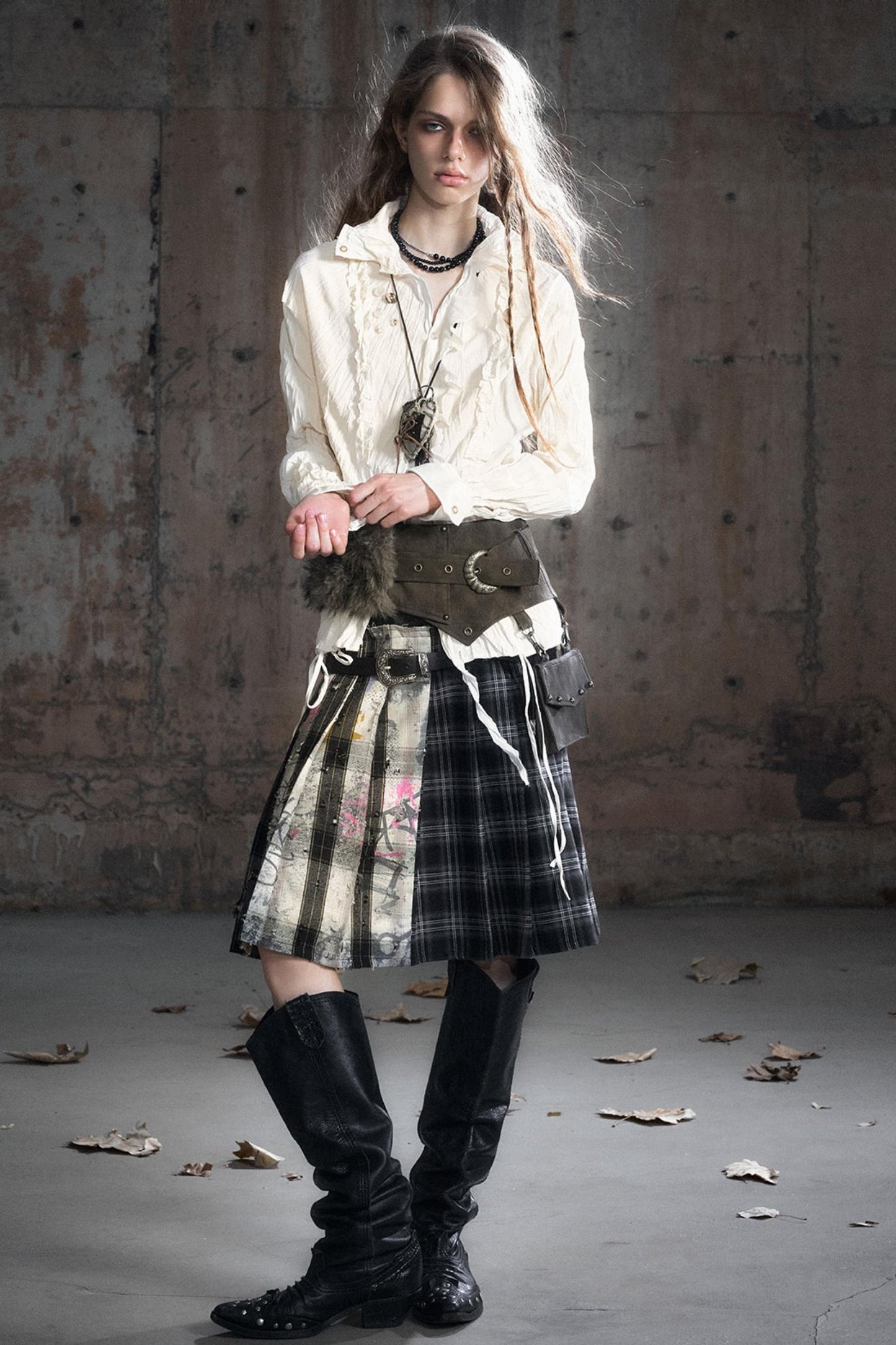 Wander Pleated Distressed Chiffon Shirt