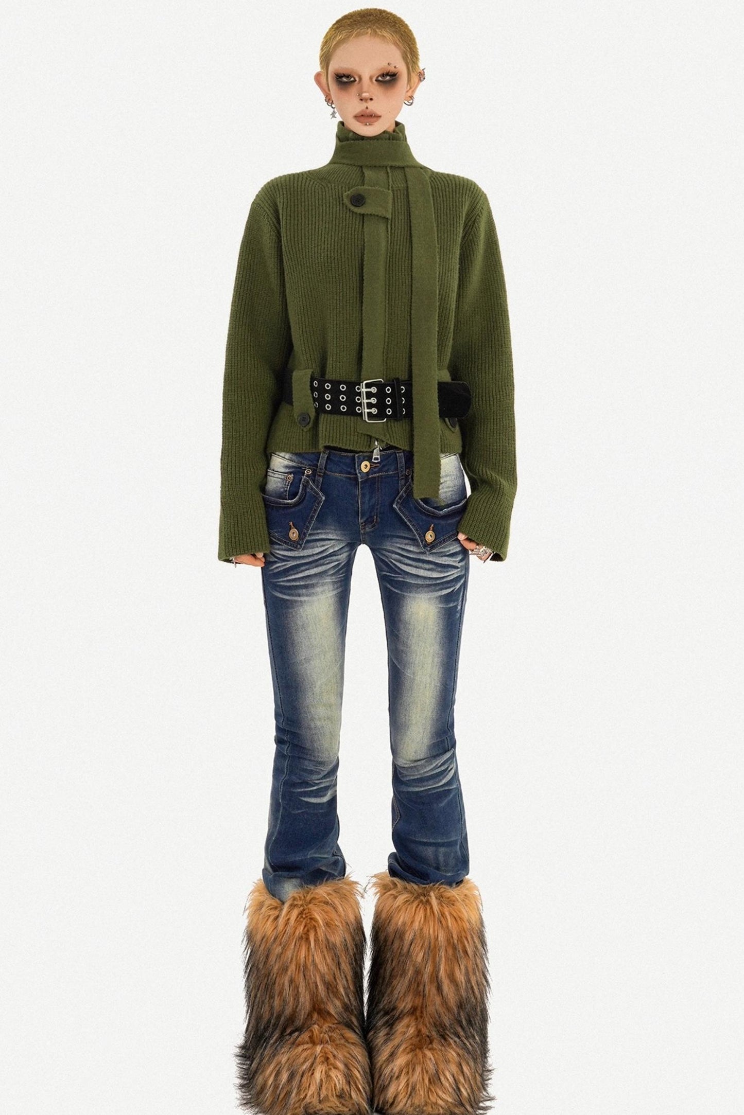 Retro Stand-Up Collar Cardigan