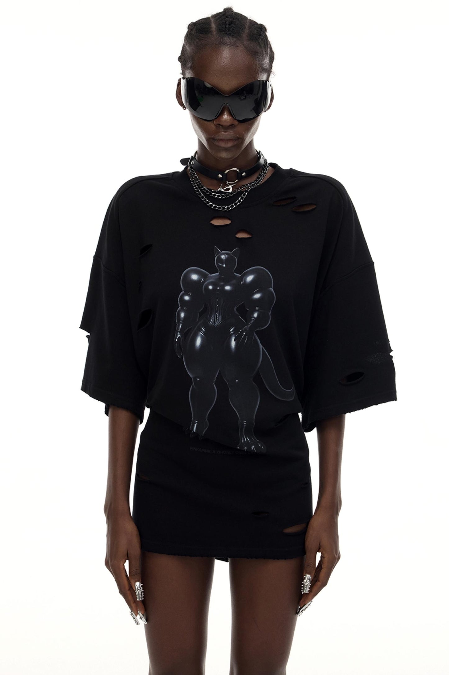 Black Cat Waist T-Shirt