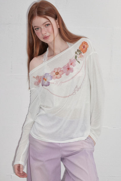 Floral Sheer Asymmetric Tee