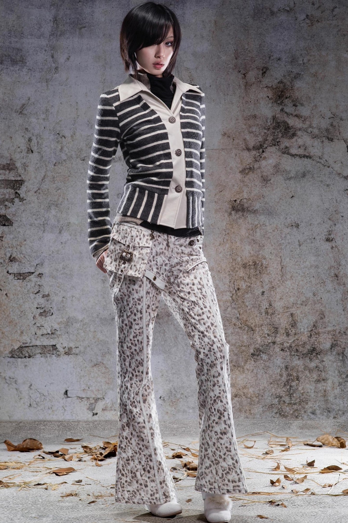 Vintage Leopard Print Flared Pants