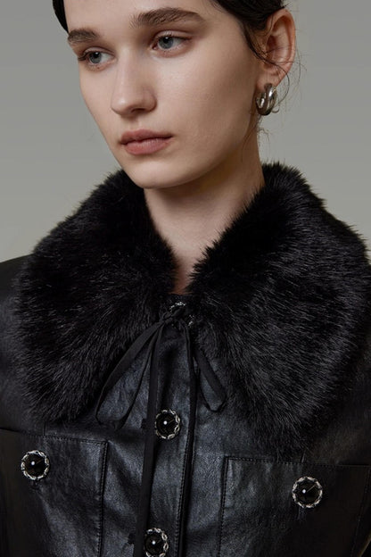 Fur Collar Patchwork Jacket