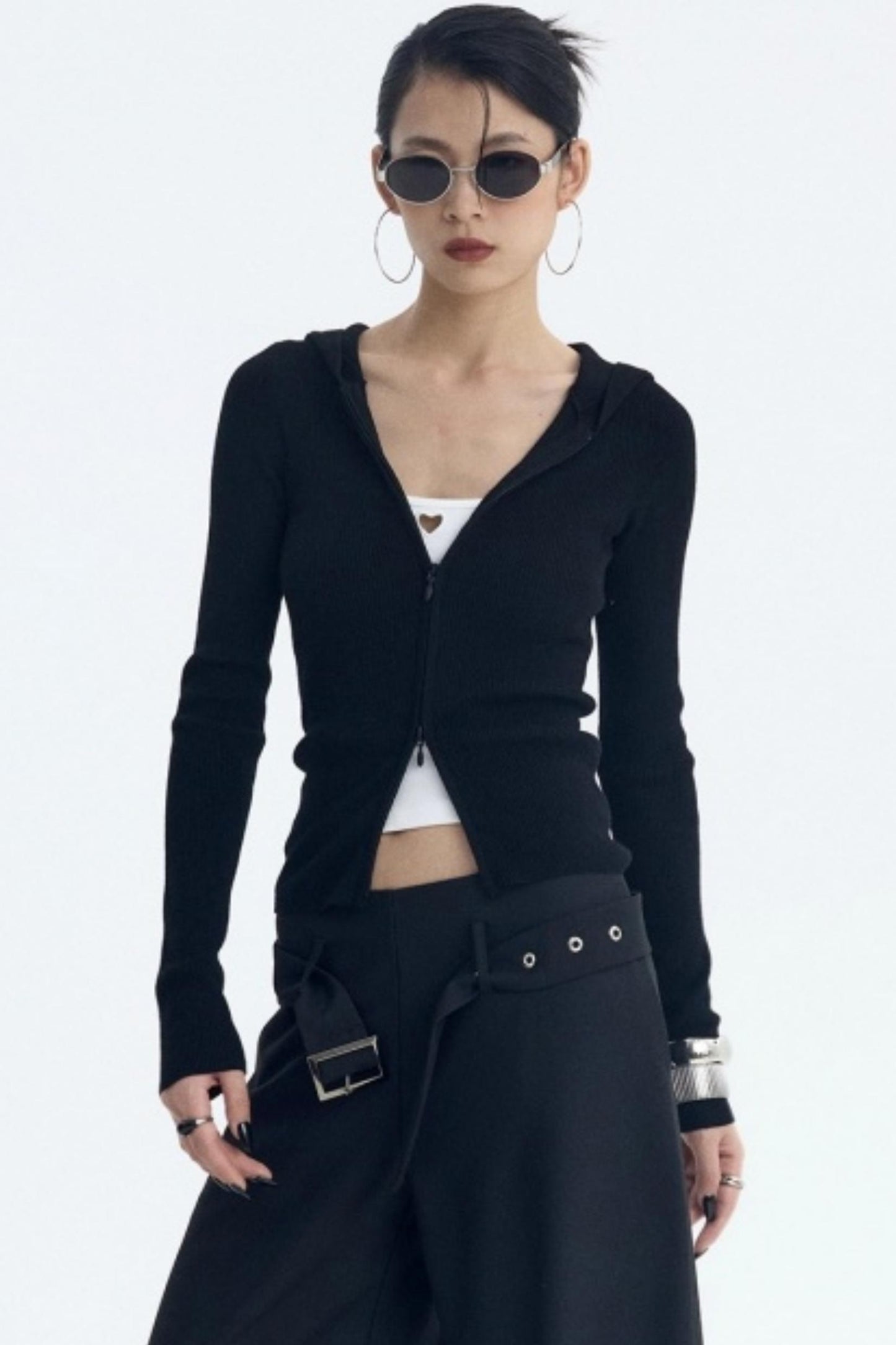 Wool Blend Hooded Cardigan