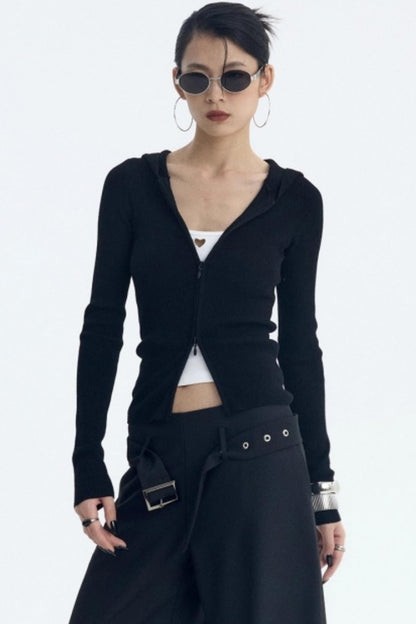 Wool Blend Hooded Cardigan