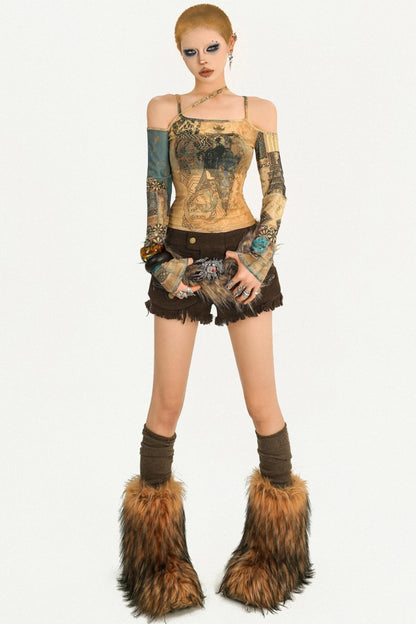 Retro Hairy Skull Scalp Belt