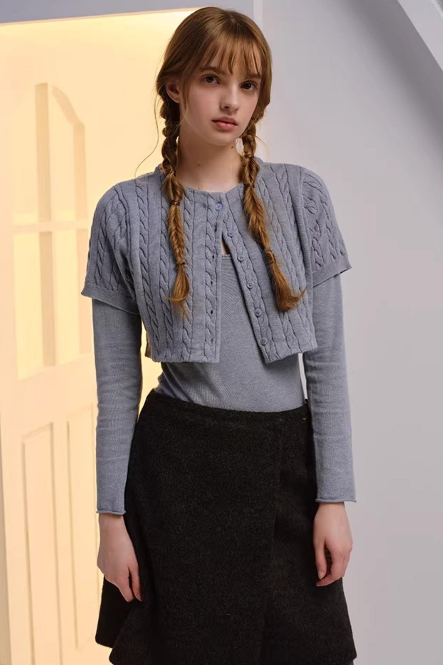 Twisted Pattern Cardigan Set