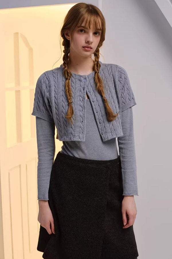 Twisted Pattern Cardigan Set