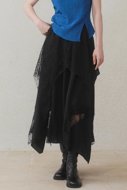 Dark Lace Midi Skirt