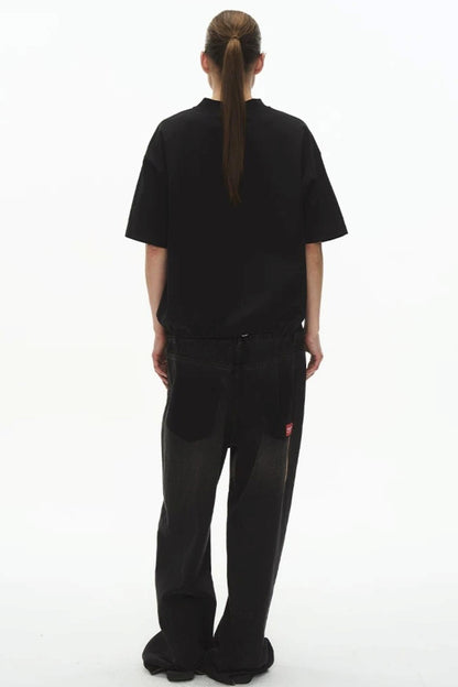 Ice-Feel Drawstring V-Neck T-Shirt