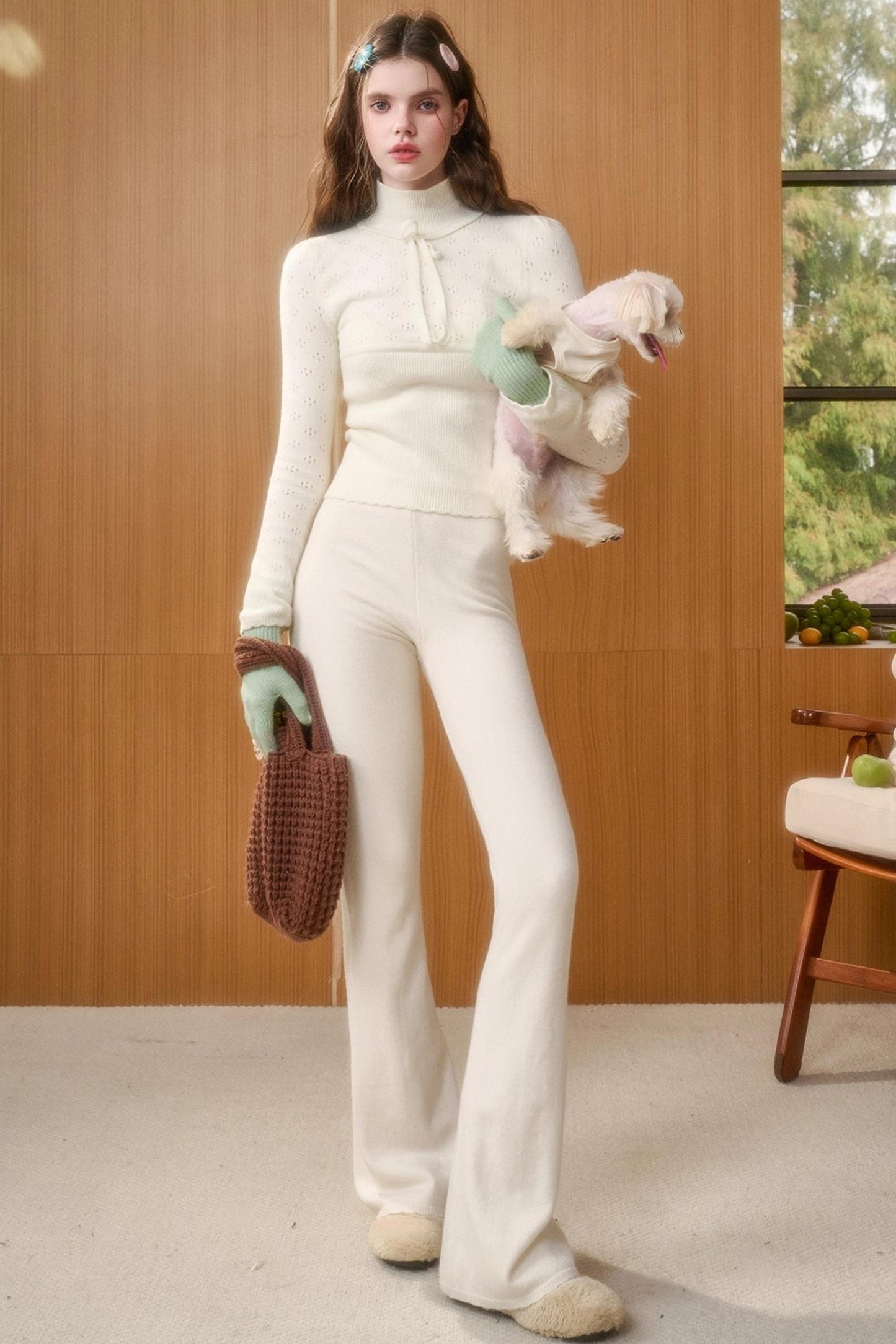 Soft Gemstone Wool Pants Set-Up