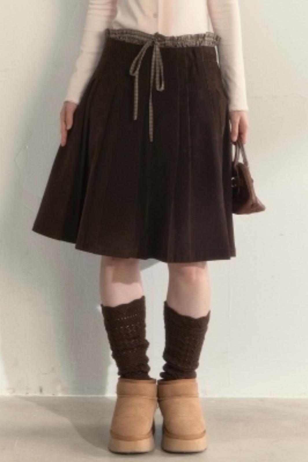 Retro Brown Corduroy Skirt