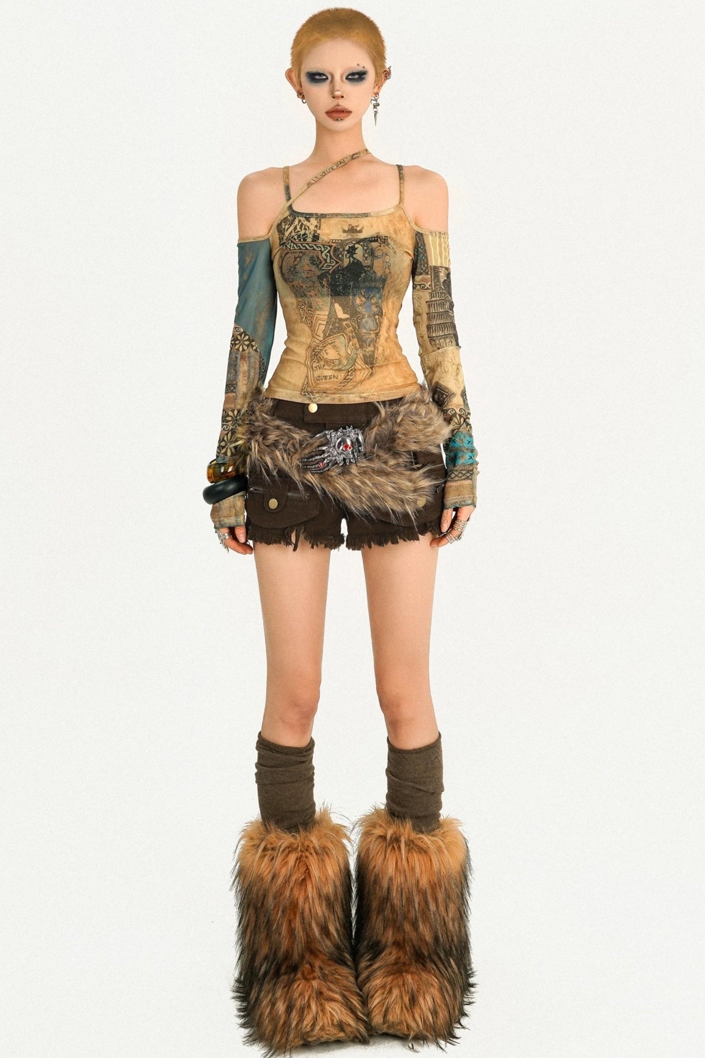 Dune Exotic Print Sheer Mesh Top