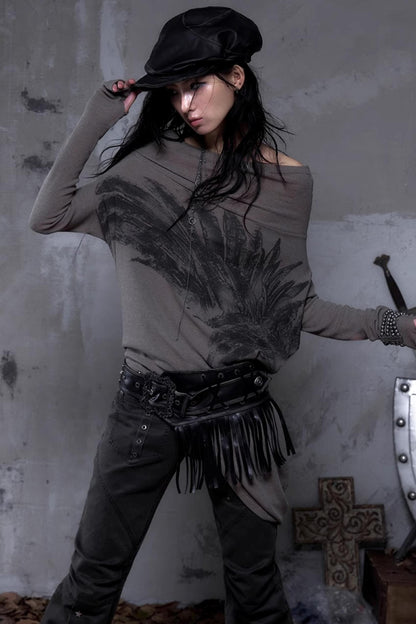 Vintage Punk Fringe Leather Belt