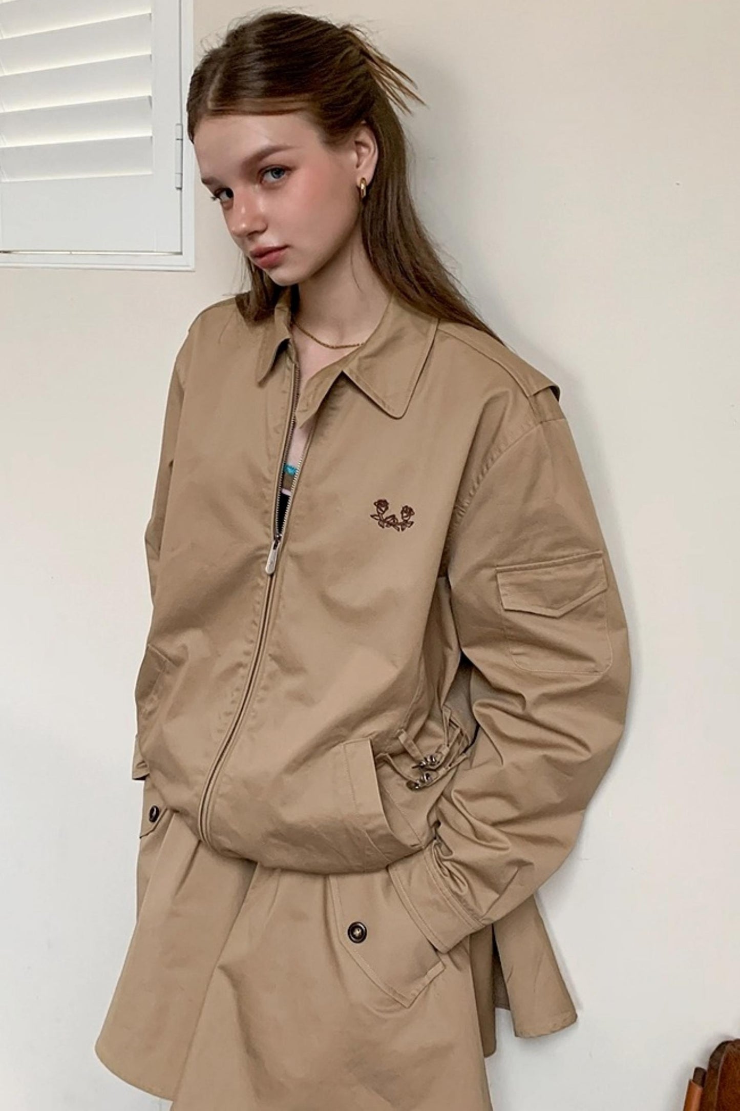 Rose Embroidery Loose Jacket