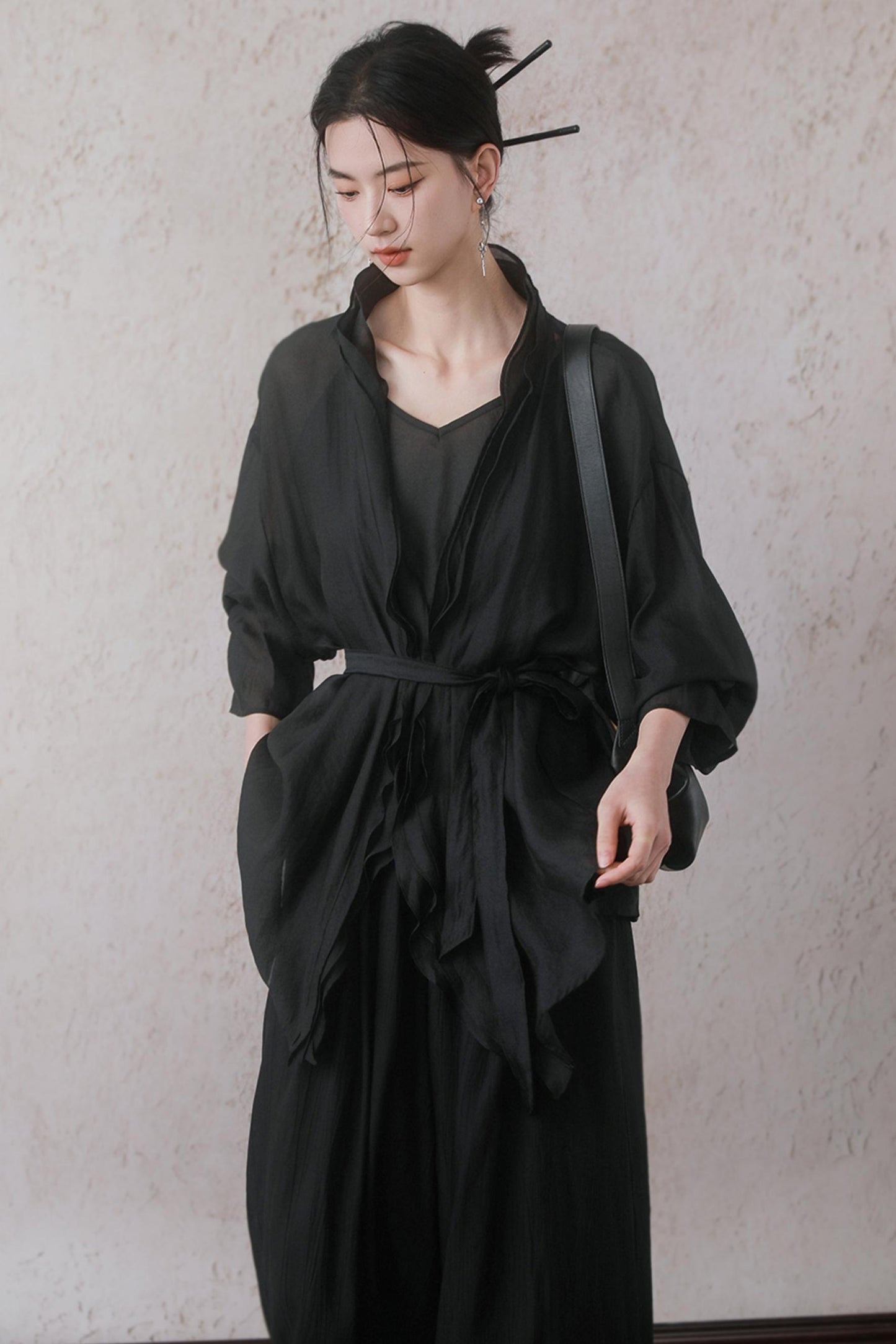 Elegant Sheer Black Two-Piece Set