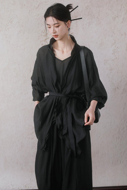 Elegant Sheer Black Two-Piece Set