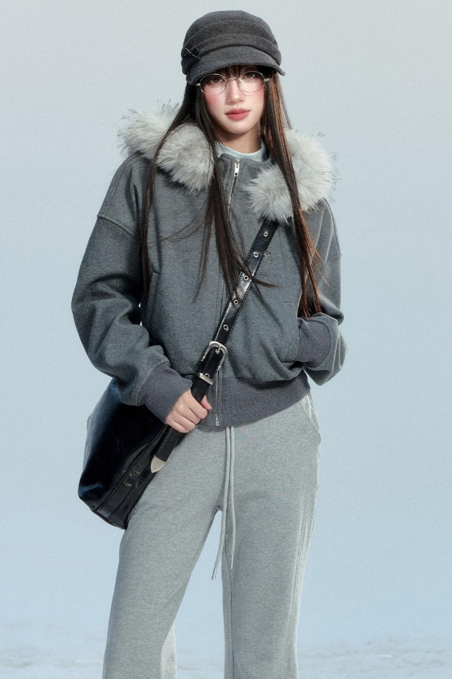 Hooded Fur Collar Jacket
