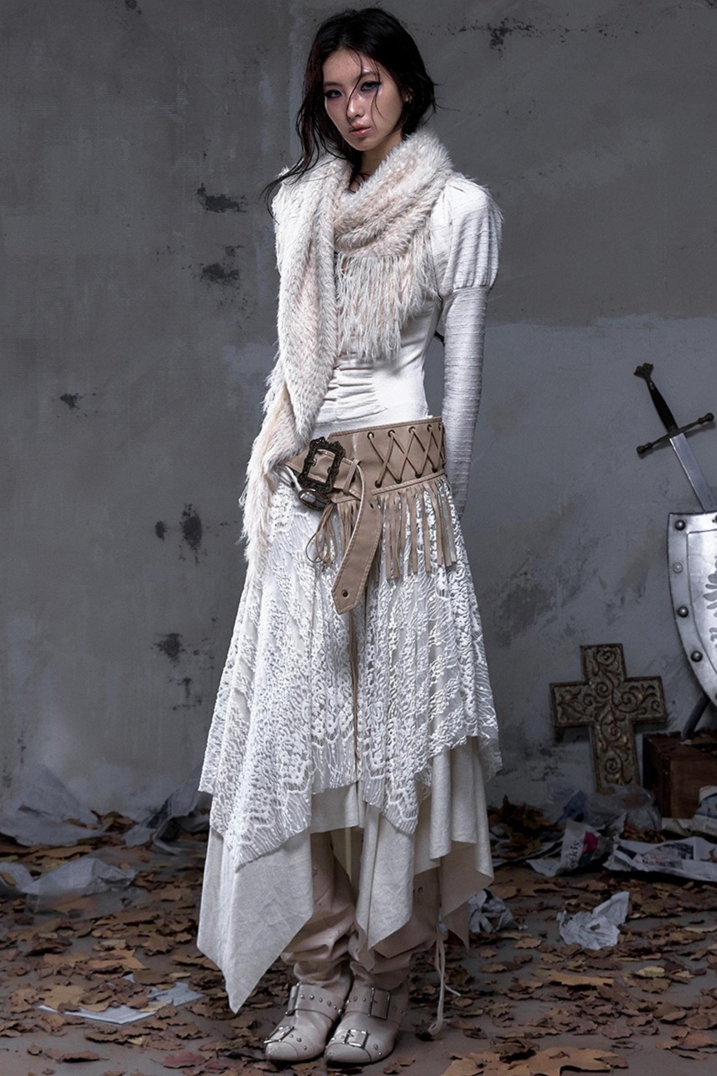 Vintage Fringe Triangle Scarf