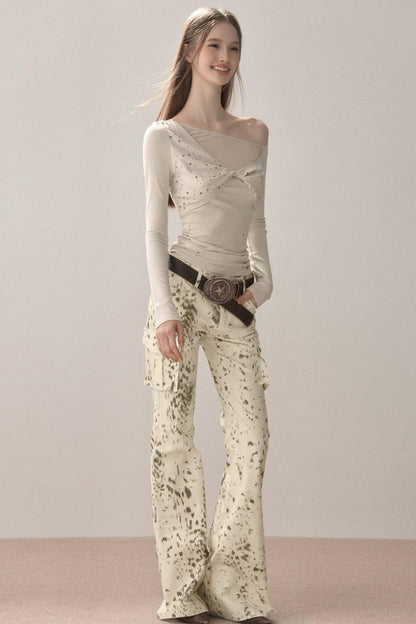 Retro Splash-Ink Flared Pants