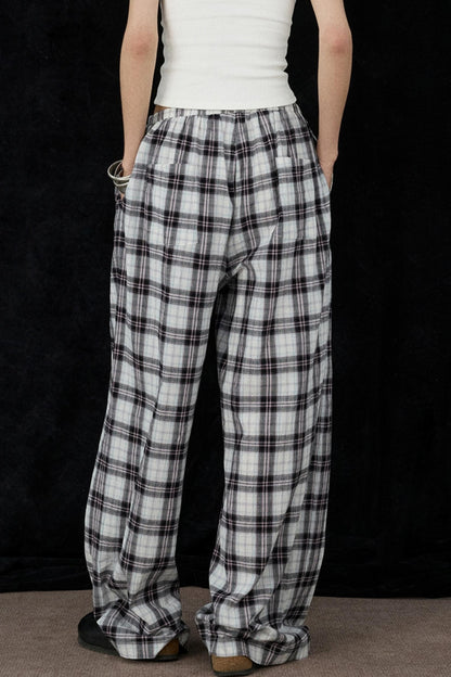 Plaid Wide-Leg Pants