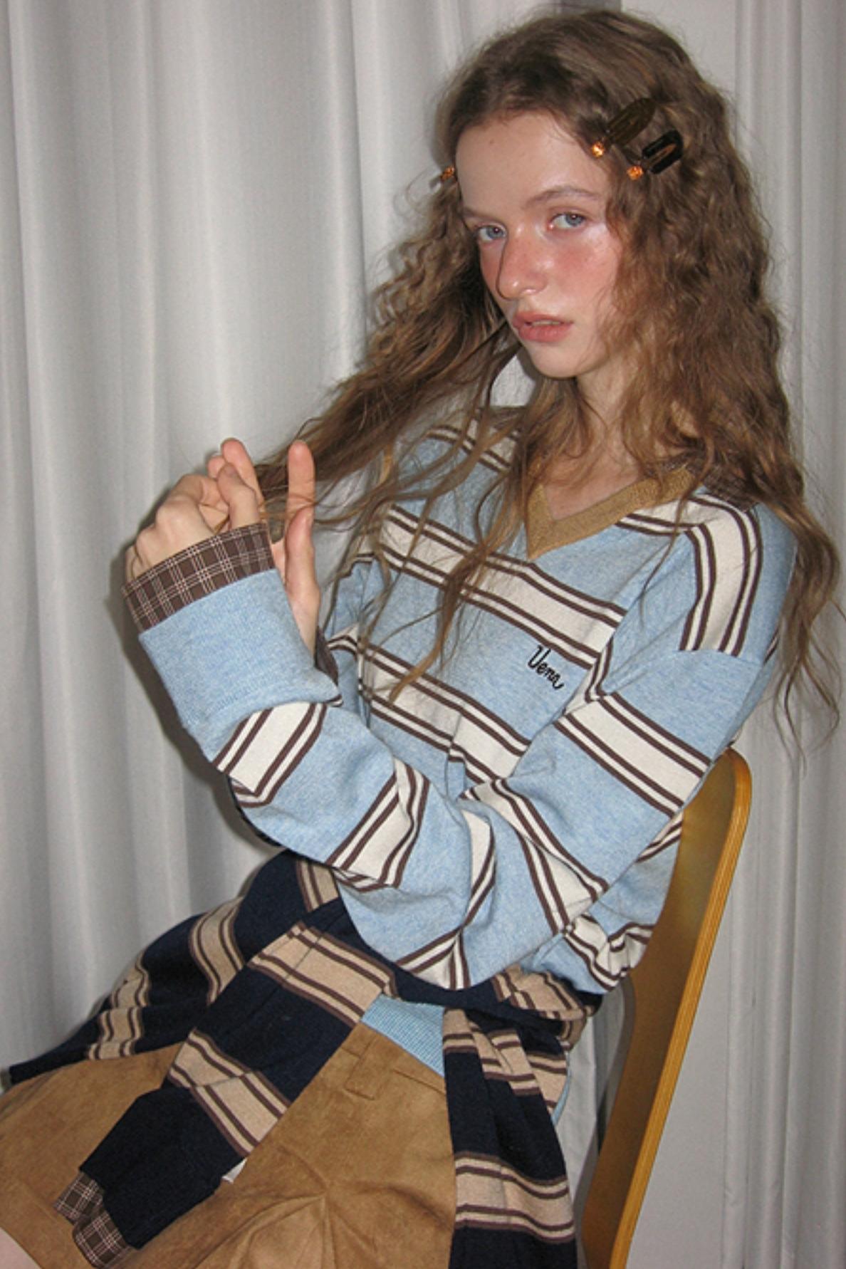 Retro Knit Plaid Top