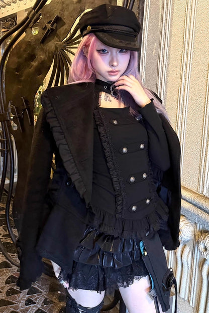 Velvet Double-Breasted Top