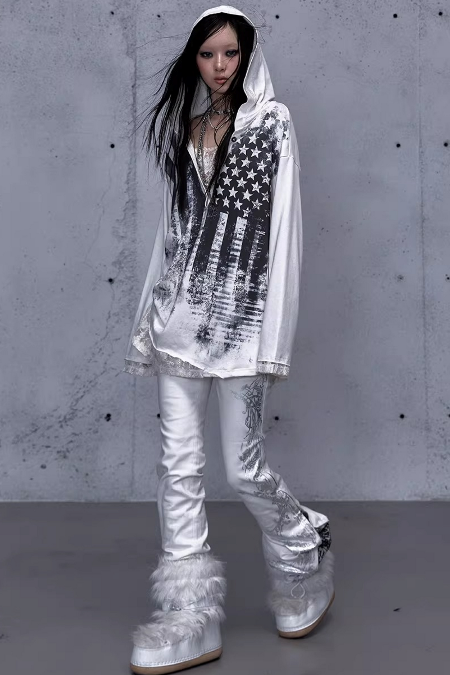 Rebellious Lace Hooded Top