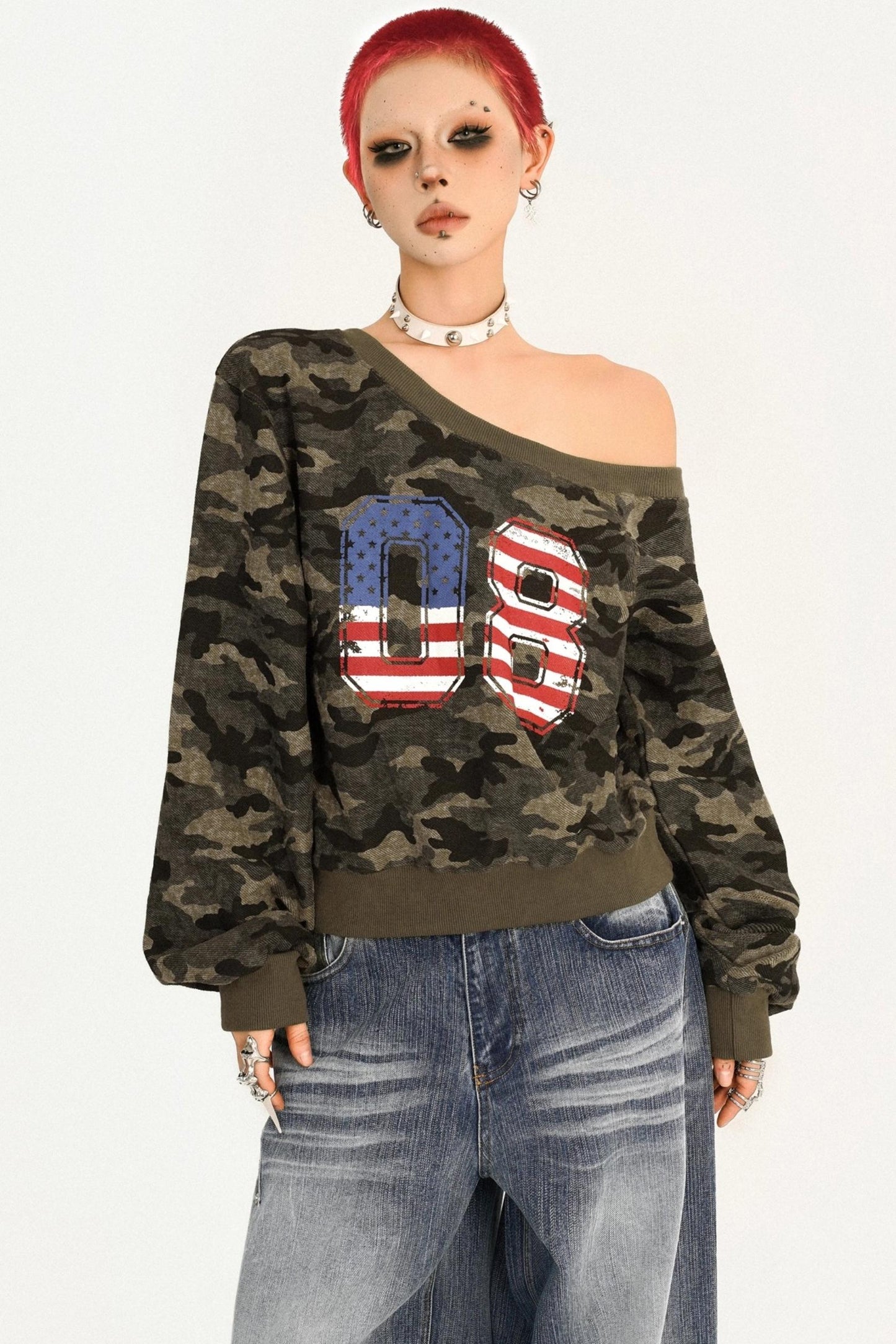 American Retro Camouflage Sweatshirt