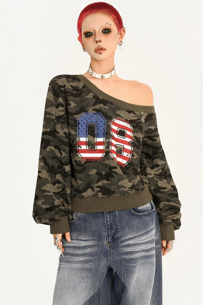 American Retro Camouflage Sweatshirt