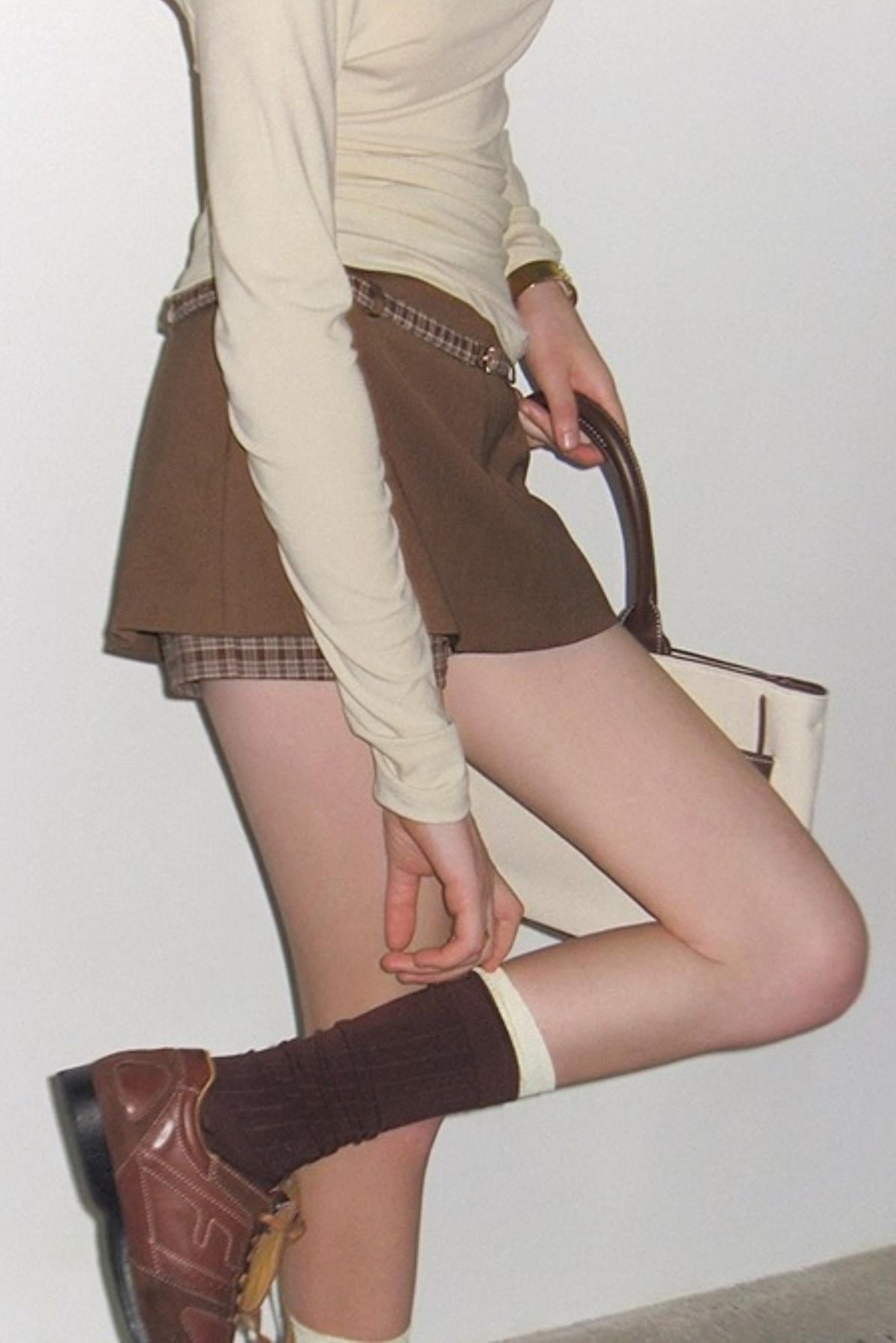 American Vintage Brown Paneled Skirt Pants