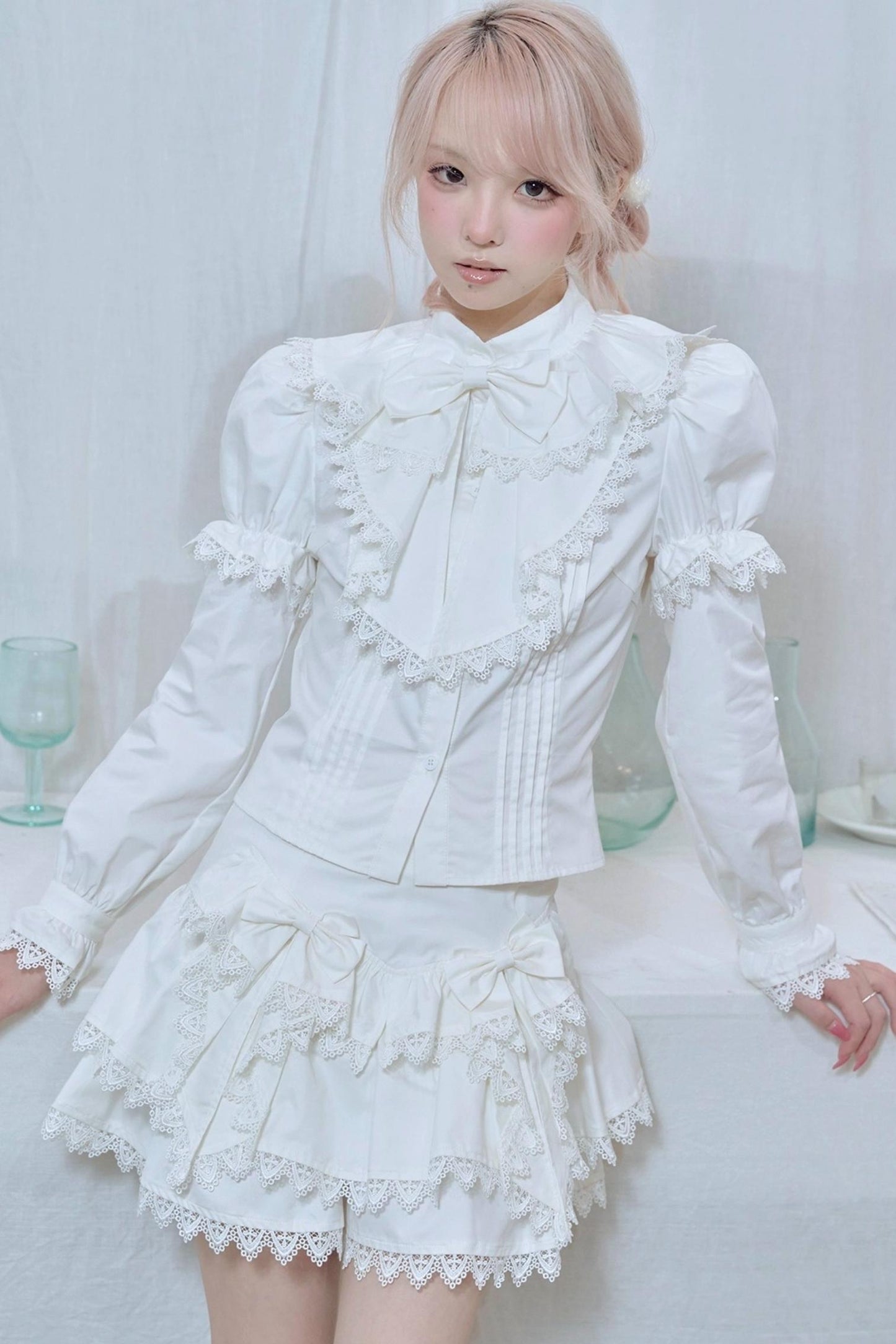 Lace Trim Bow Cake Skirt