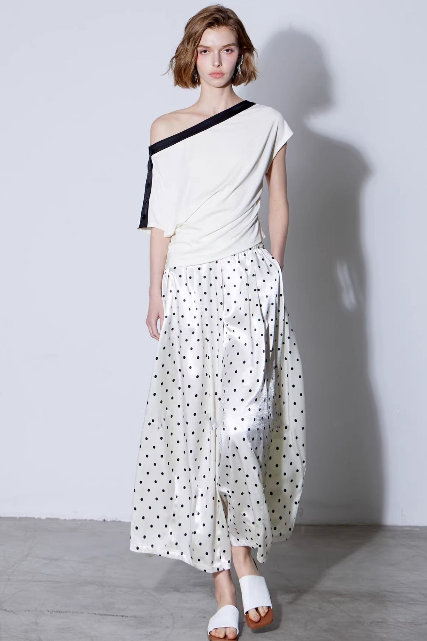 Off-White Polka Dot Silk Pants