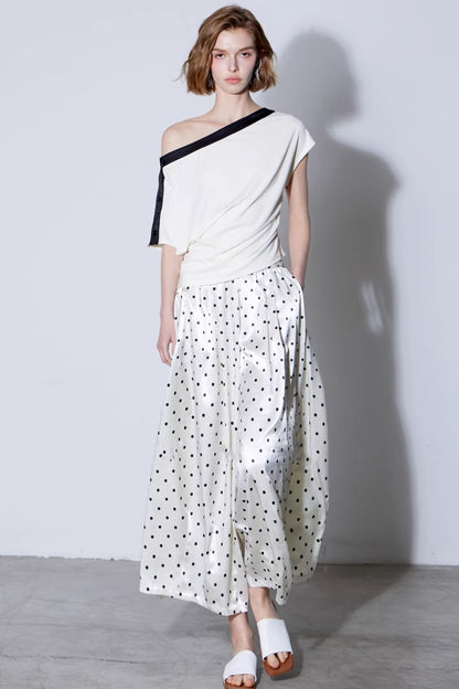 Off-White Polka Dot Silk Pants