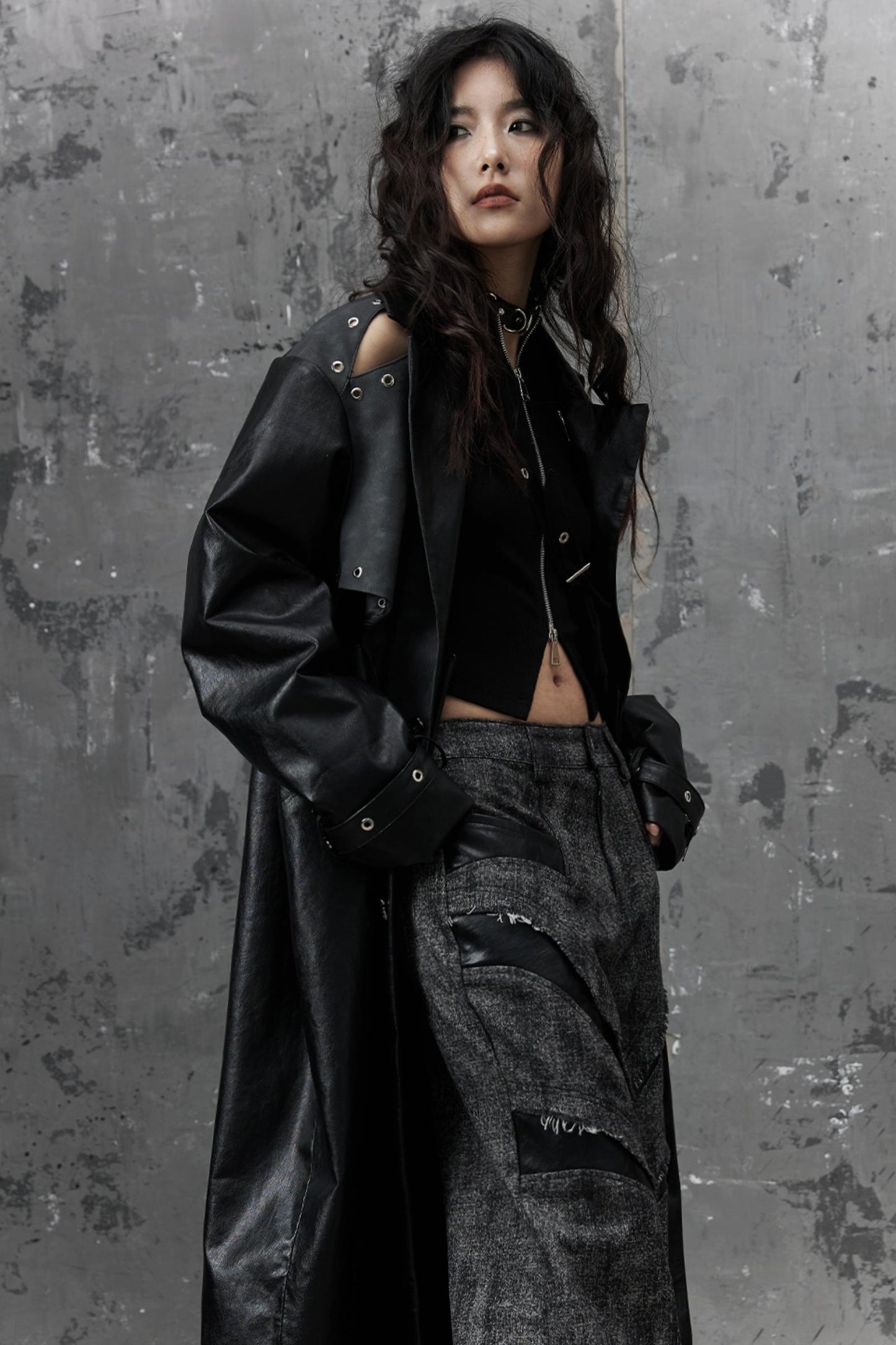 Dark Silhouette Leather Coat