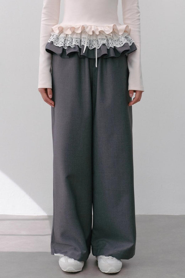 Elasticated Wide-Leg Pants