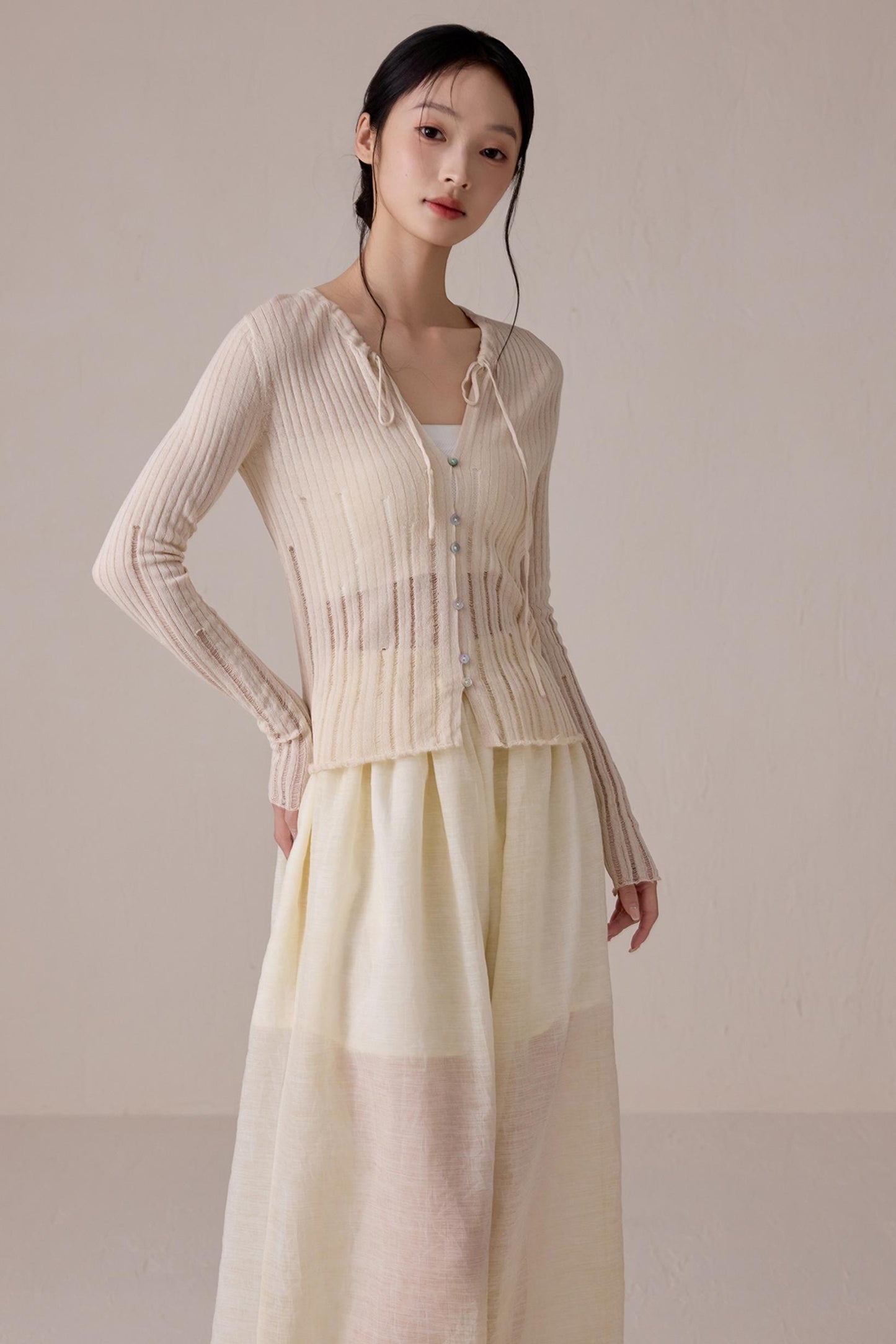 Beige Light Knit Cardigan