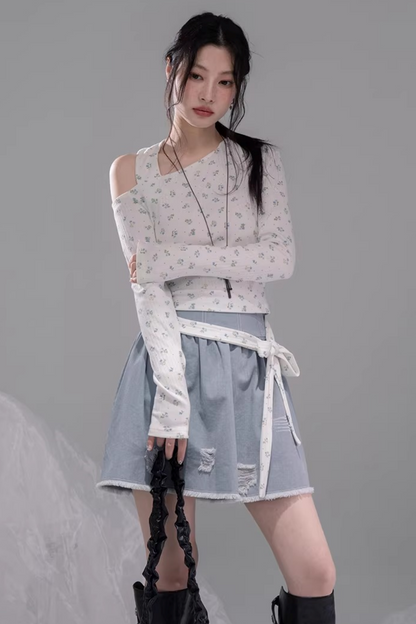 Floral Off-Shoulder Knitted Top