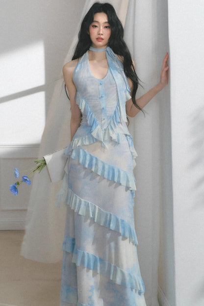 Sea Mint Halter Skirt Set-Up