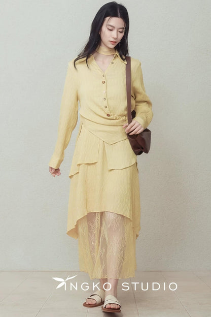 Yellow Patchwork Slip Dress