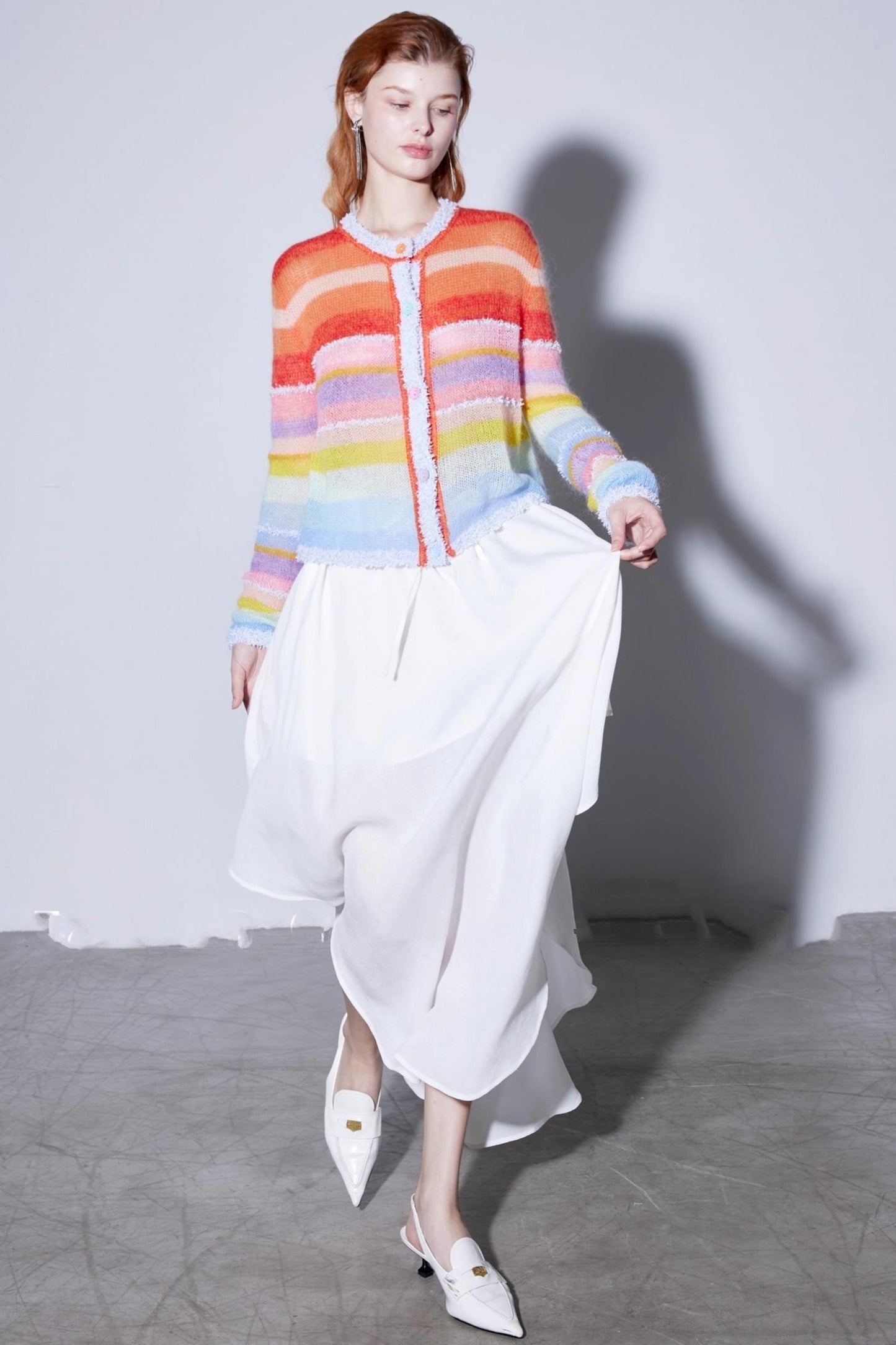 Sunset Rainbow Mohair Wool Cardigan