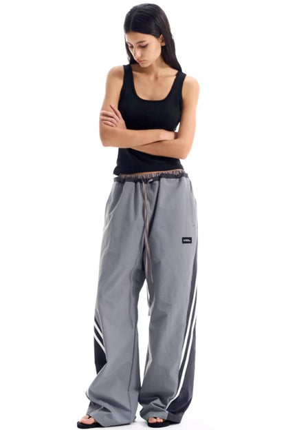 Contrast Striped Patchwork Pants