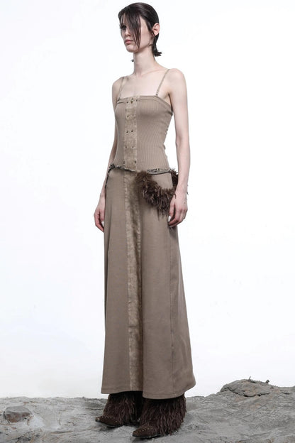 Patchwork Slim Slip Dress