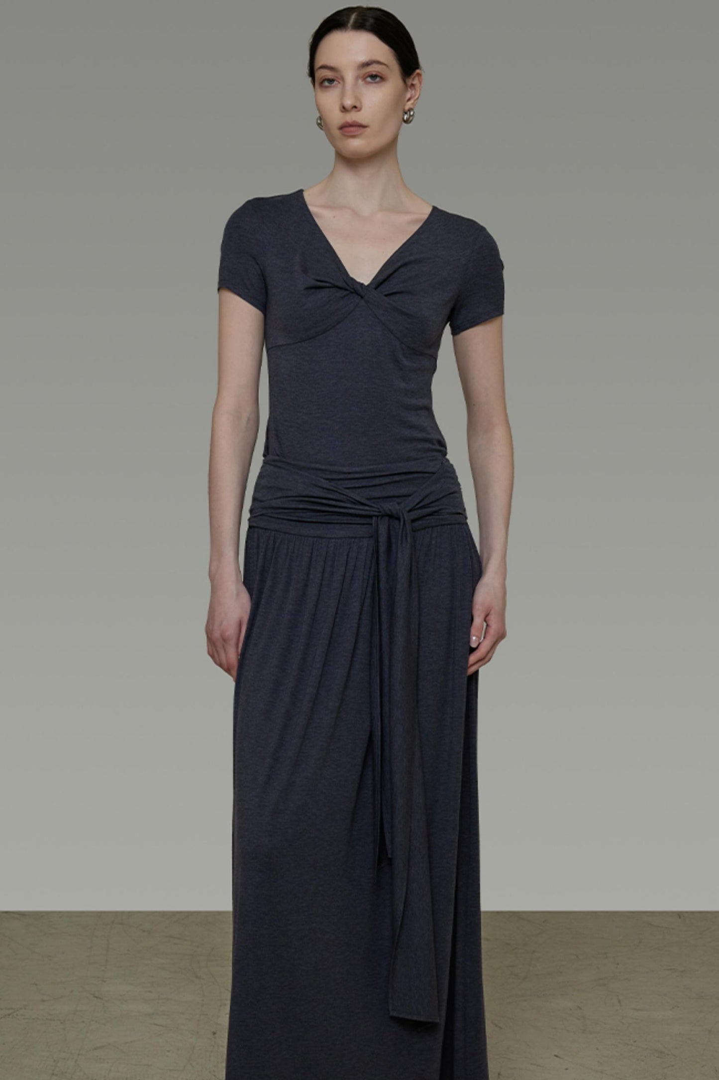 Draped Knit Tee Skirt Set-Up