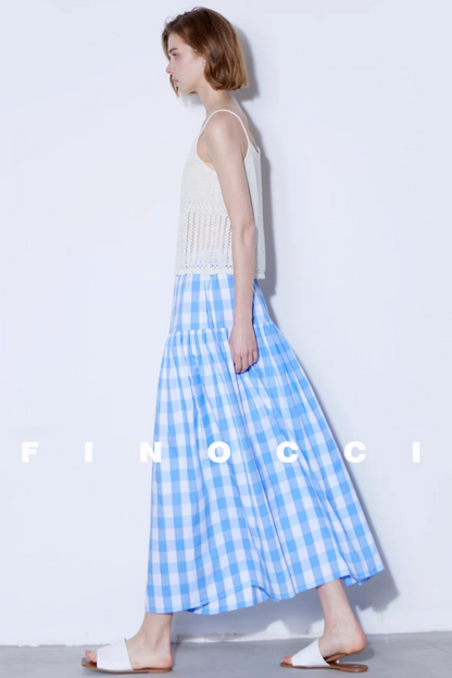 Yarn-Dyed Plaid A-Line Skirt