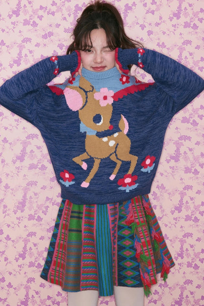 Colorful Ethnic Knitted Skirt