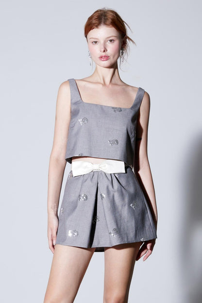 Rose Embroidery Vest Suit Set-Up