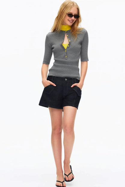 Lyocell Color-Blocked Knit Top