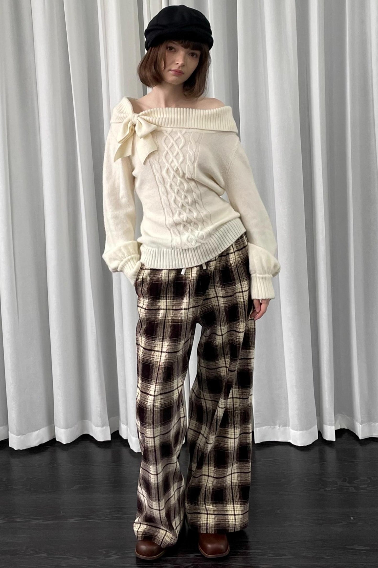 Versatile Khaki Plaid Trousers