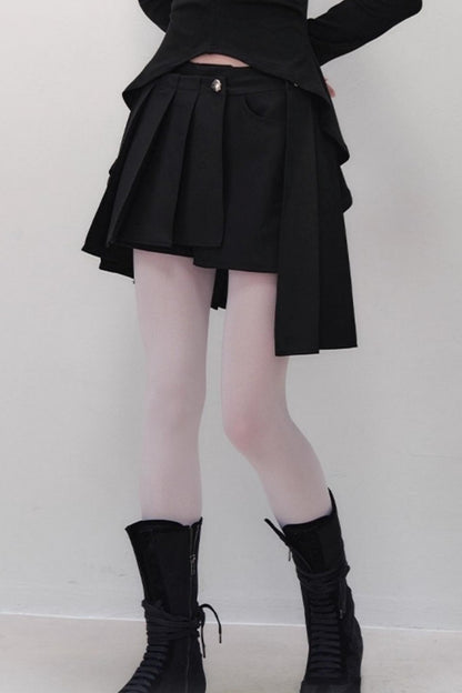 Shadow Pleated Short Skirt